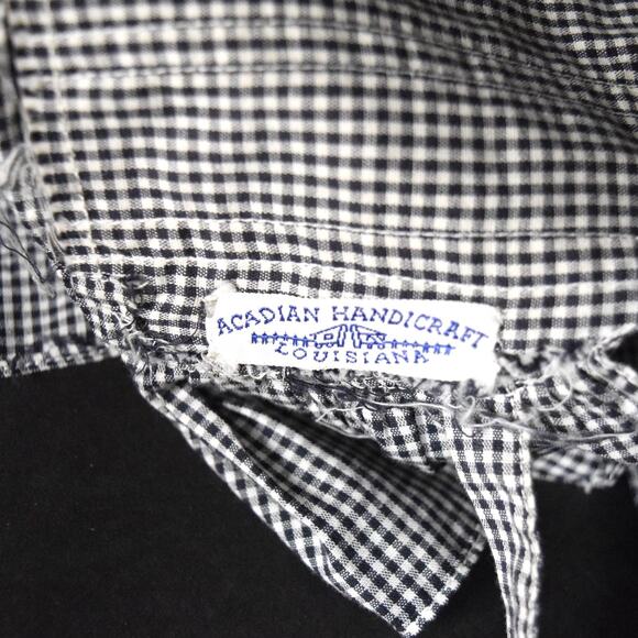 Acadian Style Bonnet Historic Reproduction Hat Costume Gingham Check Ruffles - Picture 9 of 12